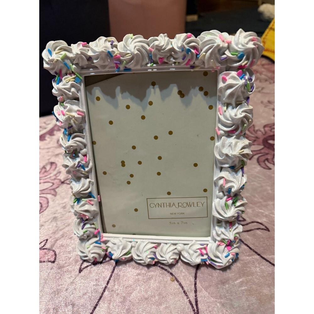 Cynthia Rowley White Candy Sprinkle Picture Frame 5x7 Cute Kids Room Fun